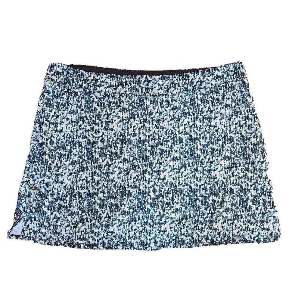 TRANQUILITY Blue Black Patterned Pull On Skort Skirt with Shorts Womens Size XXL